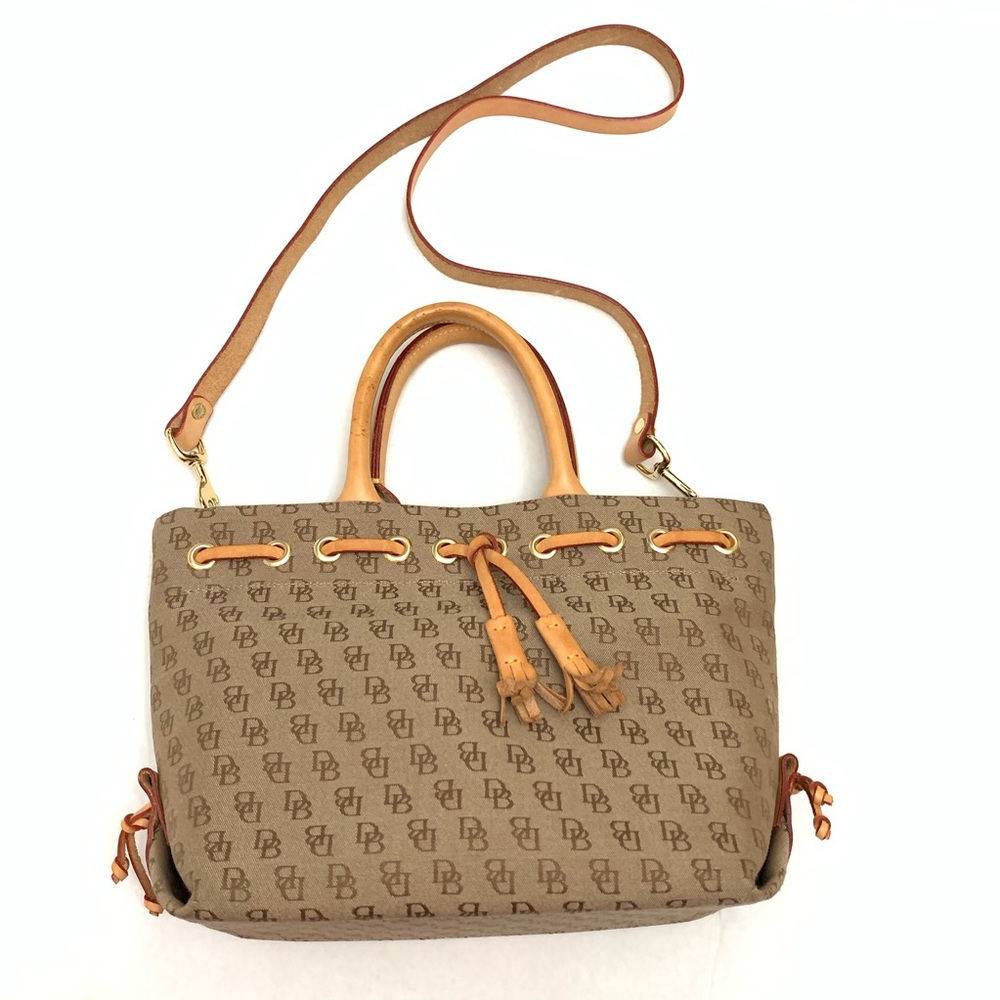 Dooney & Bourke Canvas DB Print Handbag In Brown